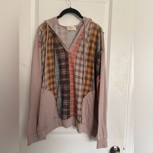 NWOT Multicolor Plaid Hoodie Size XL